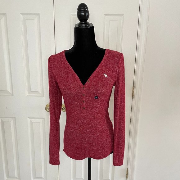 Abercrombie & Fitch V-neck Long Sleeve Shirt - Picture 1 of 11